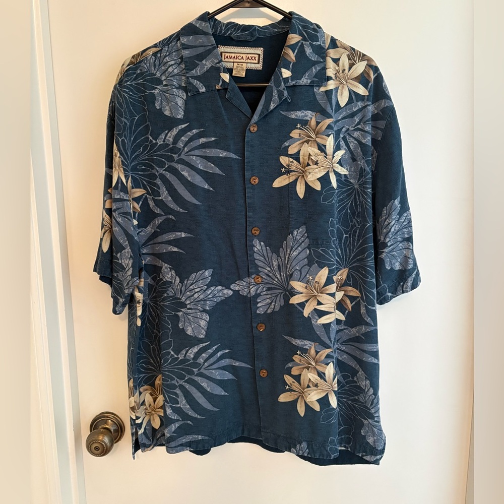 Jamaica Jaxx Navy and Cream Floral Men's Shirt